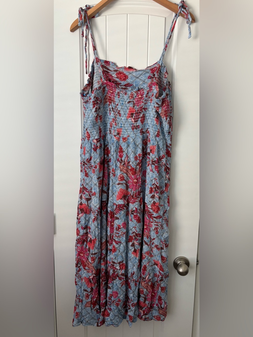 Knox Rose Women’s Blue Floral Tie Shoulder Maxi Dress XXL